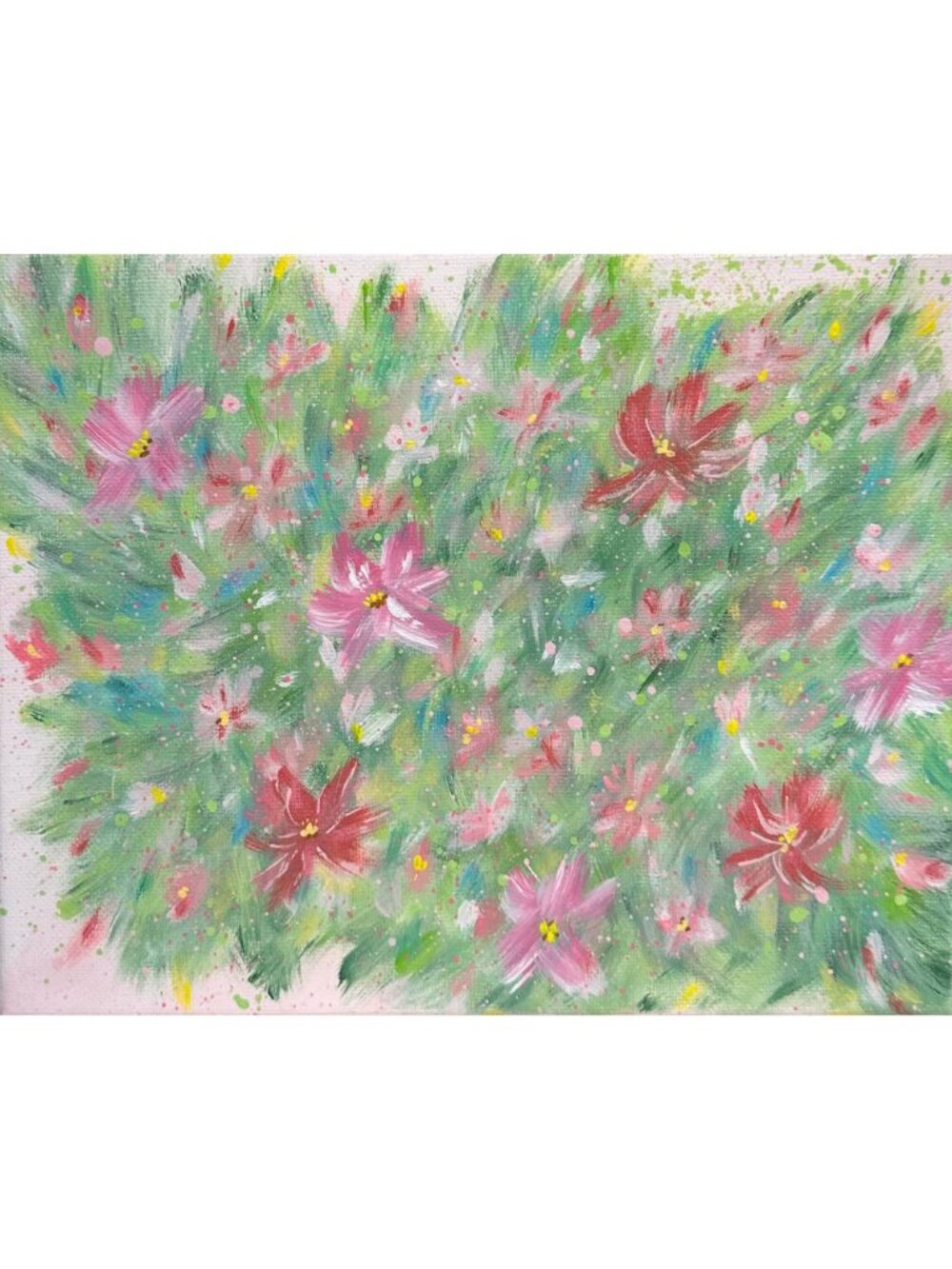 Flowering 2 Original Acrylic Painting Floral Wall Art On 8x10 Stretched Canvas - Picture 6 of 7